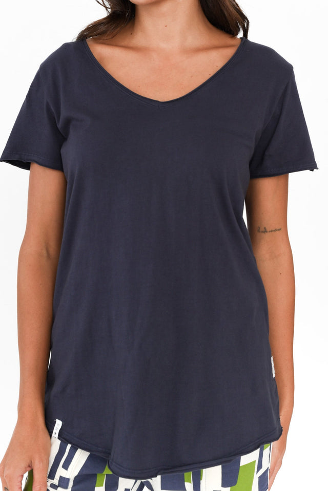 Navy Cotton Fundamental Vee Tee image 6