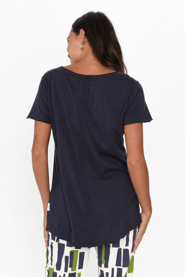 Navy Cotton Fundamental Vee Tee