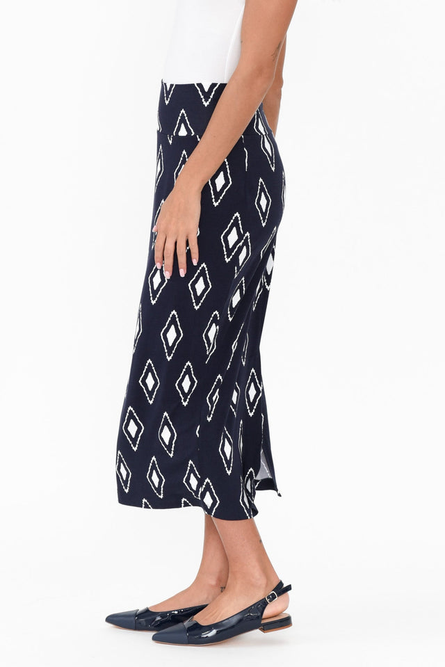 Navy Diamond Bamboo Maxi Tube Skirt image 5