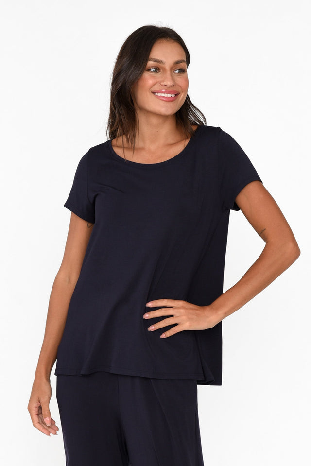 Navy Micro Modal Swing Tee neckline_Round   alt text|model:Brontie image 1