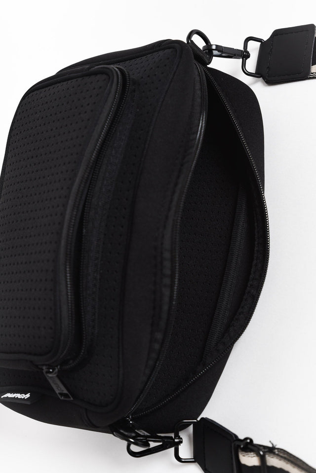 Nellie Black Neoprene Metro Crossbody Bag