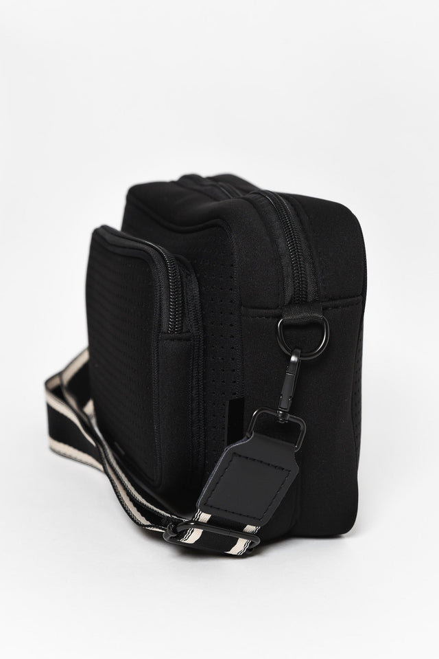 Nellie Black Neoprene Metro Crossbody Bag