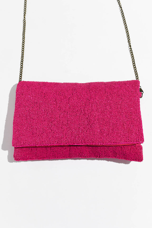 Nerissa Hot Pink Beaded Clutch image 3