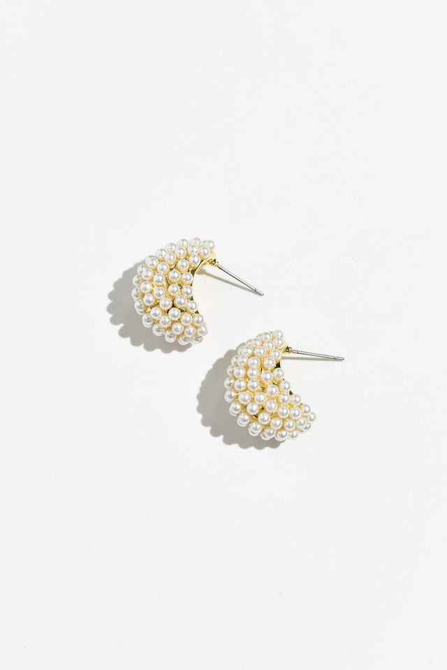 Nessa Gold Pearl Drop Earrings image 1