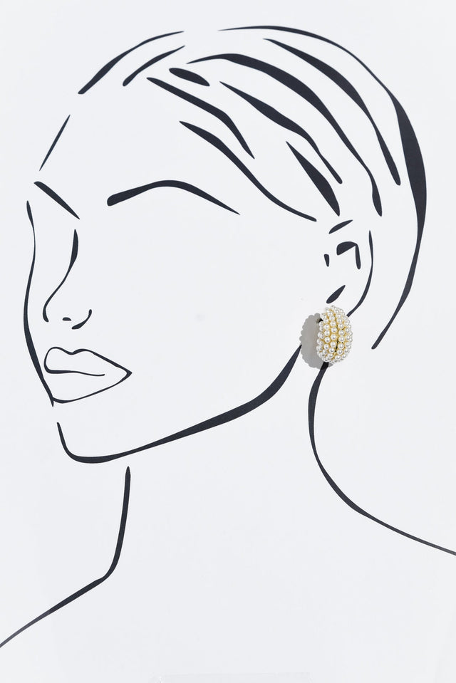 Nessa Gold Pearl Drop Earrings image 2