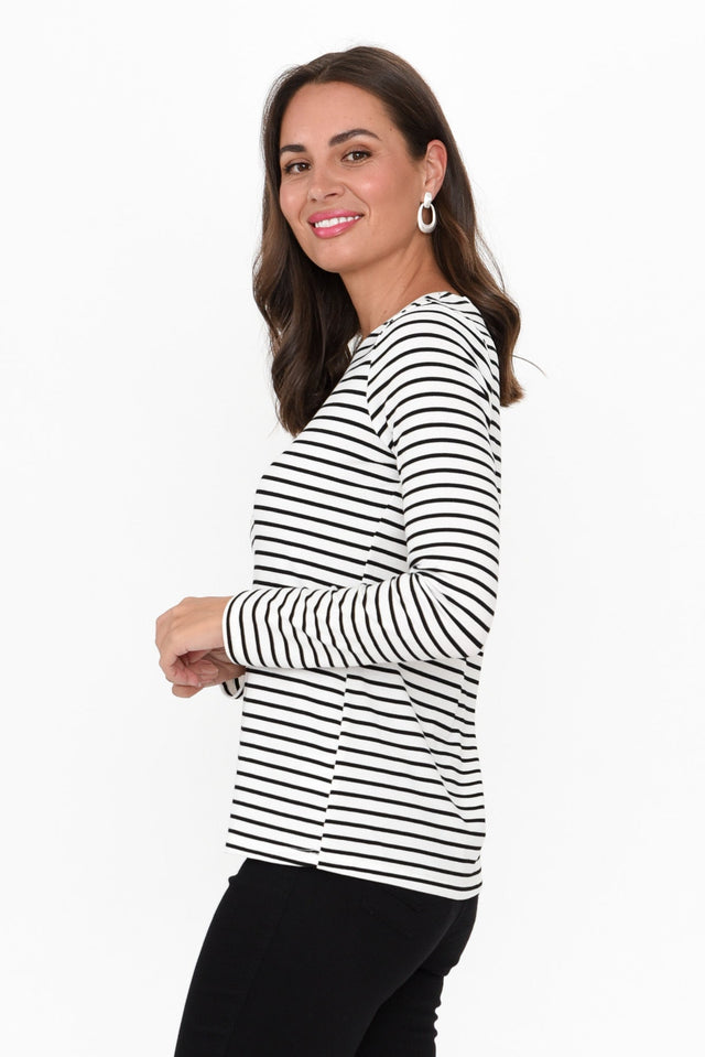 Newport Black Stripe Cotton Top