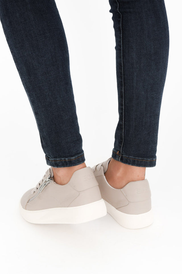 Noemi Grey Leather Zip Sneaker image 7