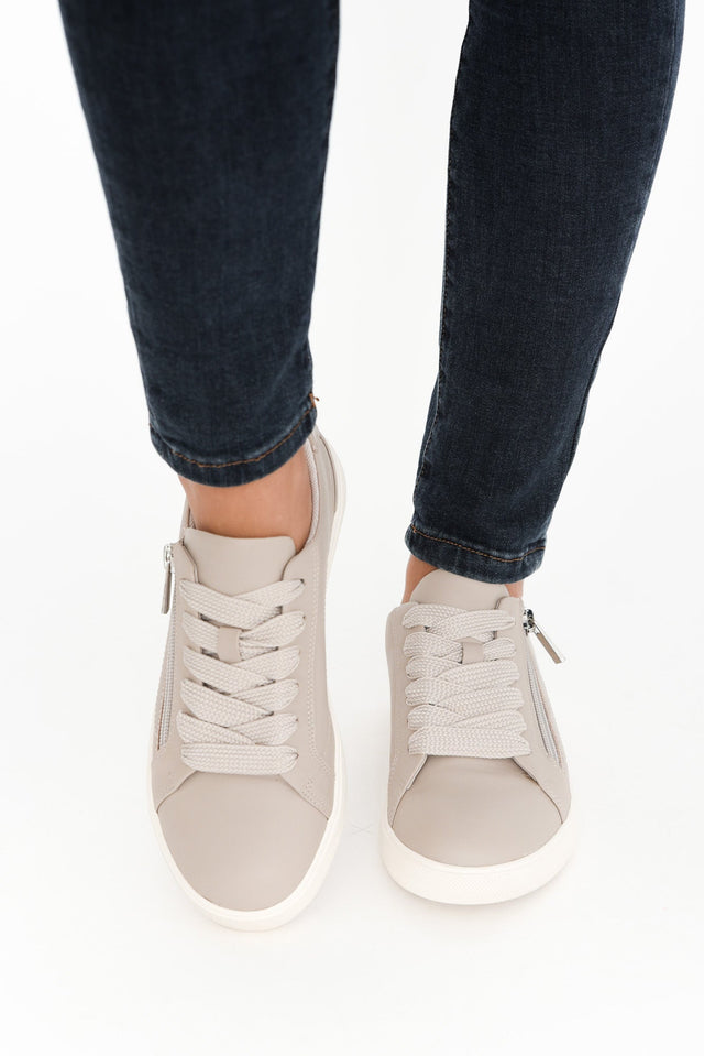 Noemi Grey Leather Zip Sneaker image 8