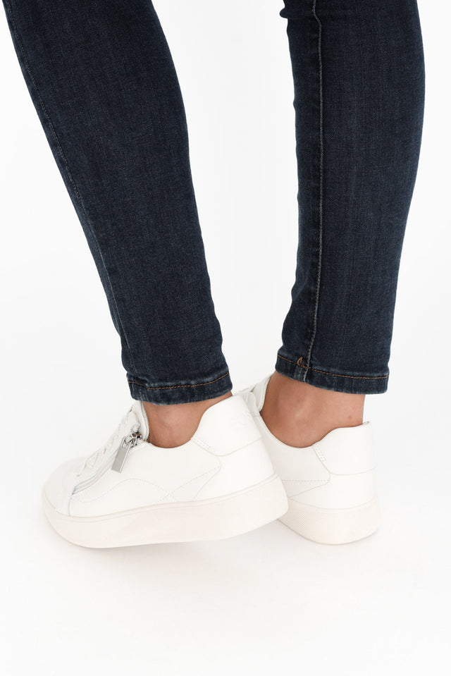 Noemi White Leather Zip Sneaker image 7