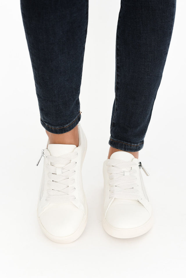 Noemi White Leather Zip Sneaker image 8