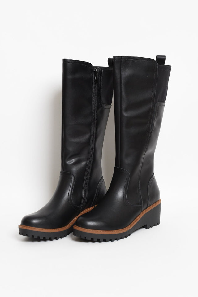 Nordic Black Leather Knee Boot