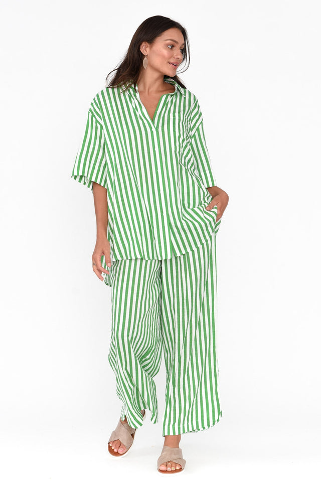 Yuri Green Stripe Cotton Blend Pants image 5