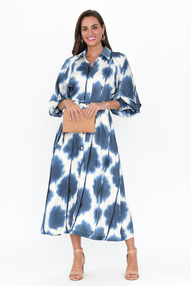 Obi Navy Spot Tie Dress banner image