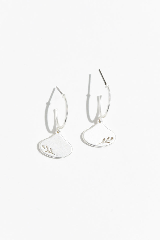 Odilia Silver Leaf Hoop Earrings image 1