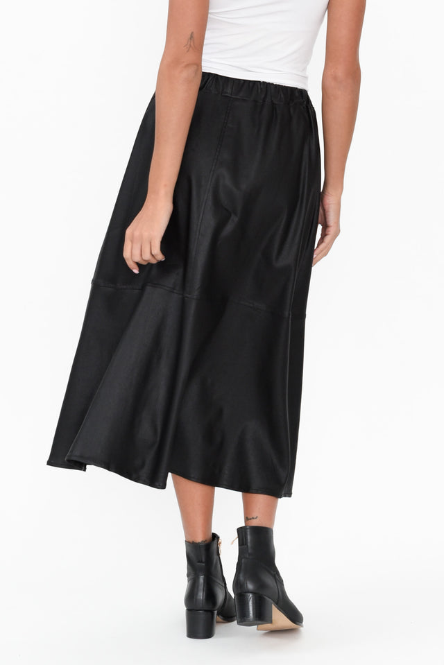 Oriel Black Faux Leather Midi Skirt image 5