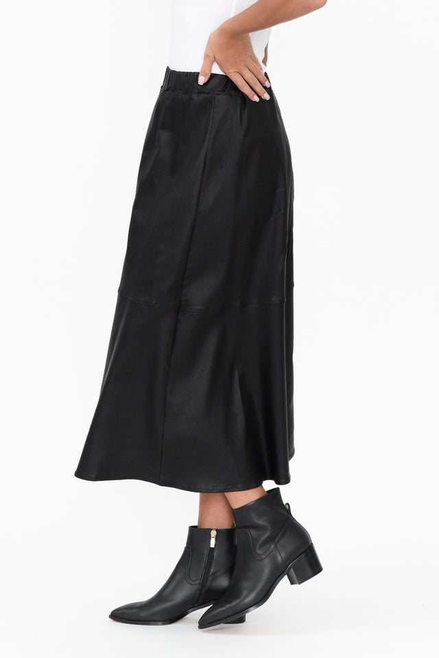 Oriel Black Faux Leather Midi Skirt image 4