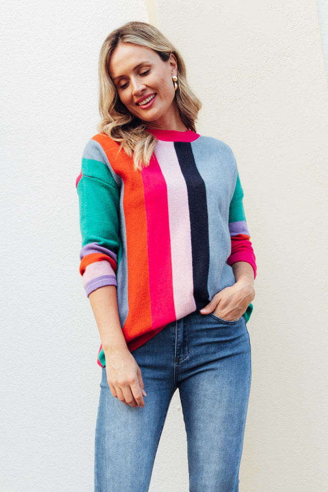 Orilyn Rainbow Stripe Knit Sweater image 1