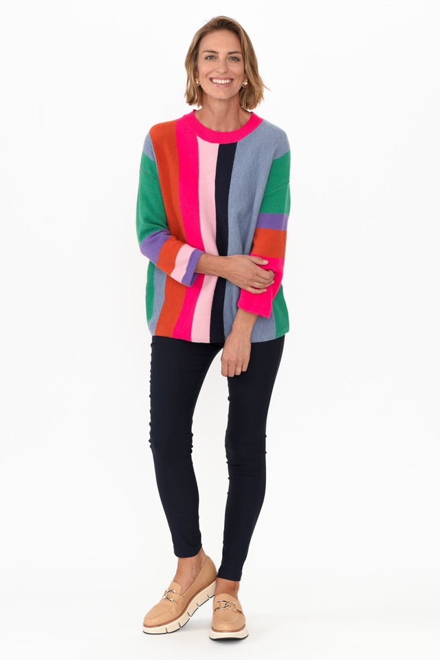 Orilyn Rainbow Stripe Knit Sweater image 8