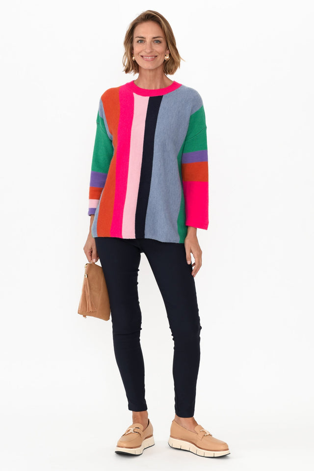 Orilyn Rainbow Stripe Knit Sweater image 4