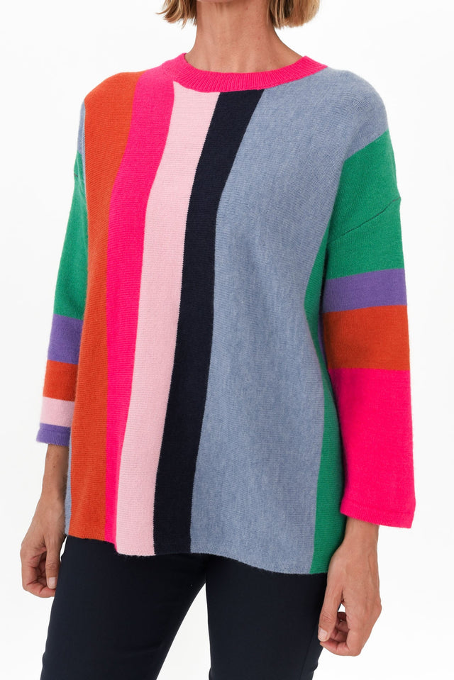 Orilyn Rainbow Stripe Knit Sweater image 7