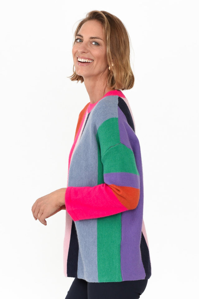 Orilyn Rainbow Stripe Knit Sweater image 5