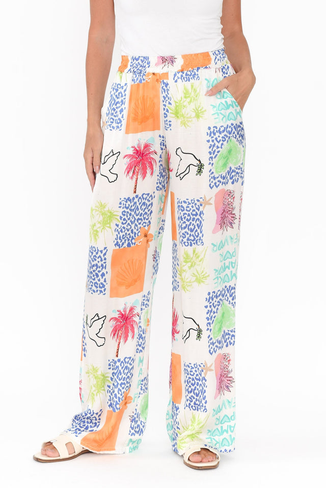 Orina White Jungle Wide Leg Pants