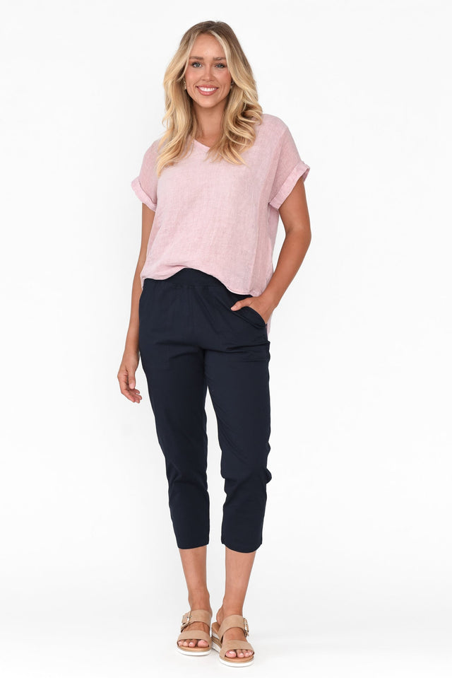 Pablita Navy Cotton Crop Pants image 7