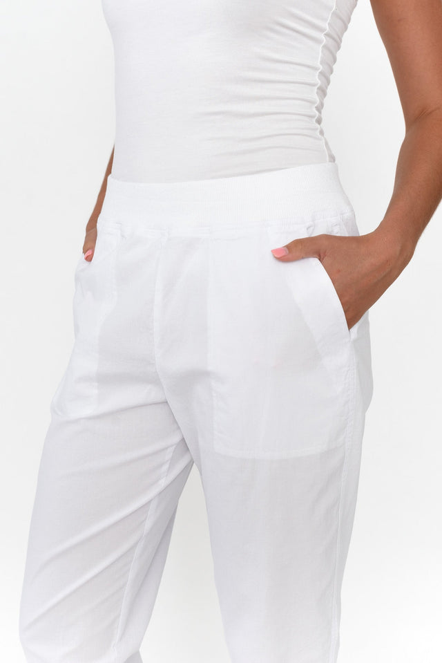 Pablita White Cotton Crop Pants
