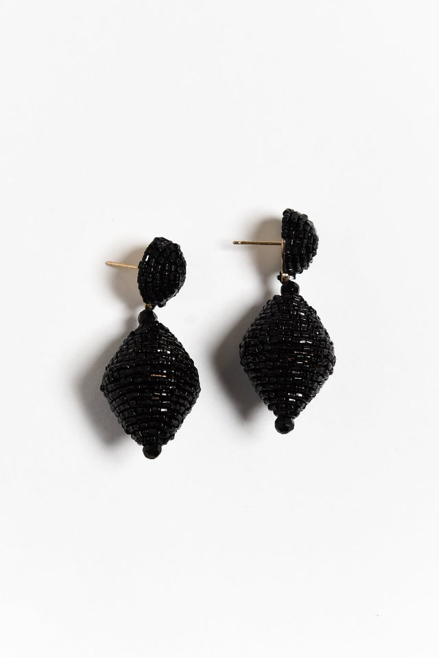 Pari Black Beaded Drop Earrings image 1