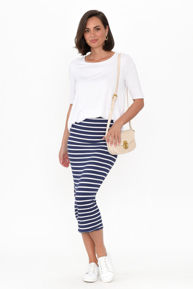 Penelope Navy Parisian Stripe Reversible Skirt image 4