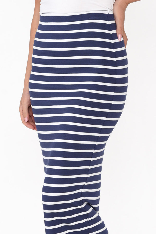 Penelope Navy Parisian Stripe Reversible Skirt image 7