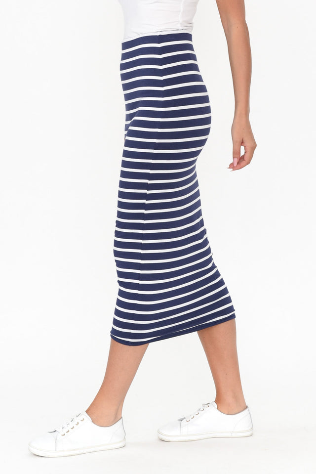 Penelope Navy Parisian Stripe Reversible Skirt image 5