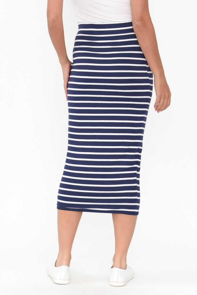 Penelope Navy Parisian Stripe Reversible Skirt image 6