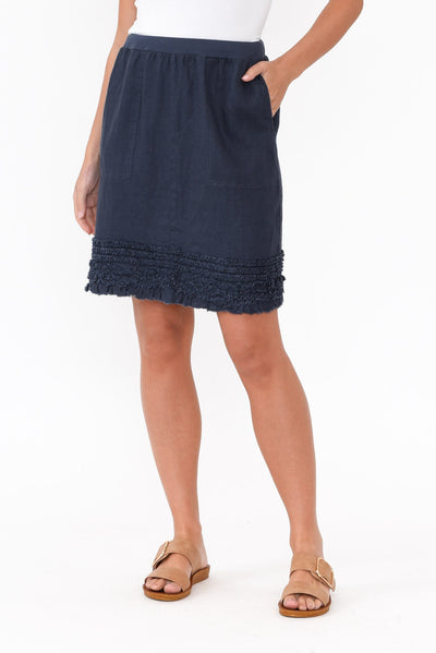 Phillipa Blue Ruffle Hem Skirt   alt text|model:MJ;wearing:/US 6