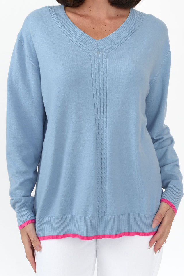 Phineas Blue Trim Wool Blend Sweater