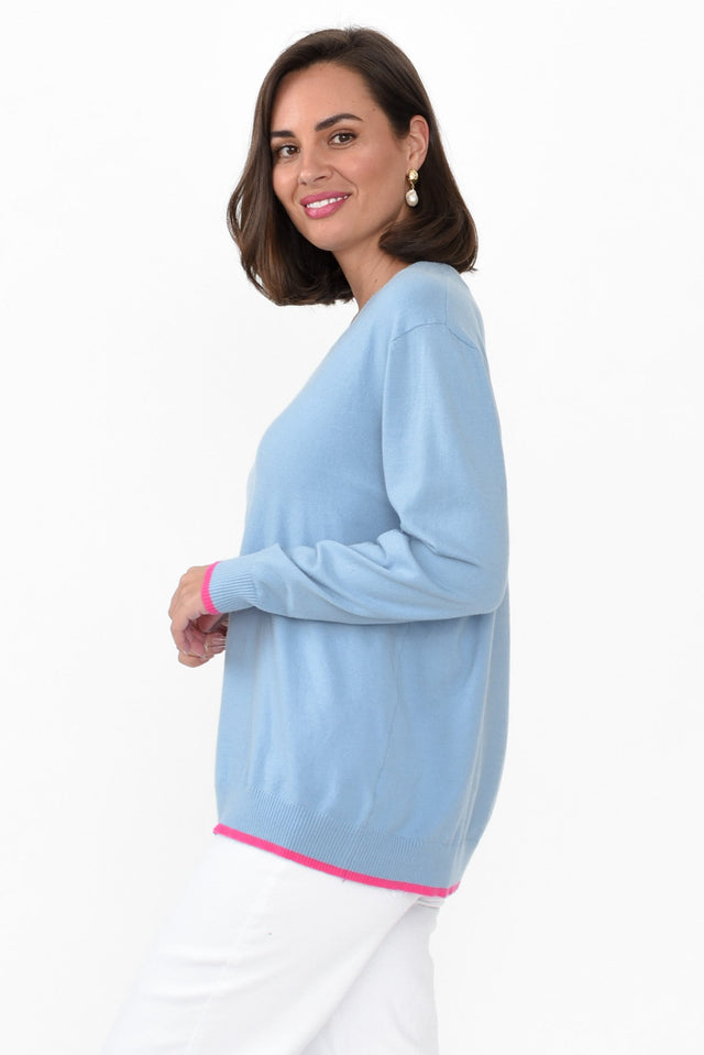 Phineas Blue Trim Wool Blend Sweater