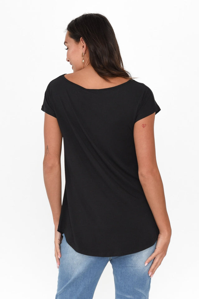 Pia Black Bamboo Boatneck Tee