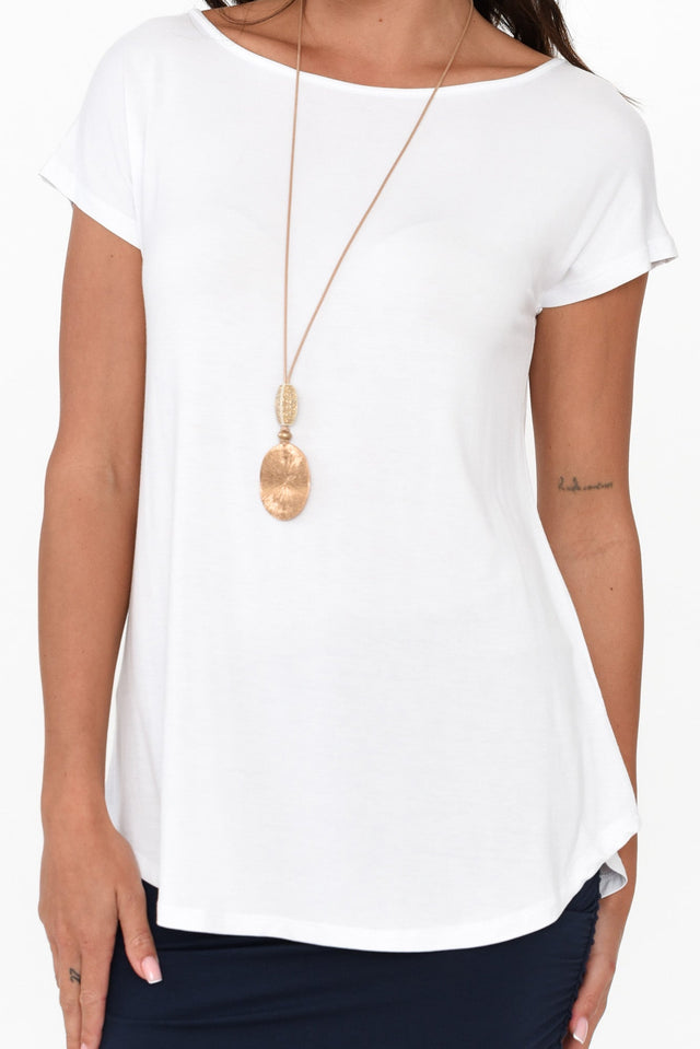 Pia White Bamboo Boatneck Tee