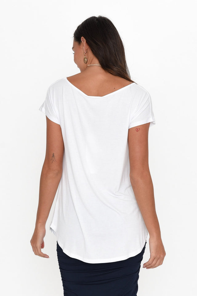 Pia White Bamboo Boatneck Tee image 5