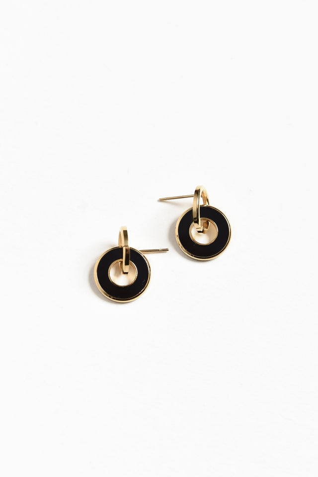 Pila Black Gold Plated  Drop Earrings image 1