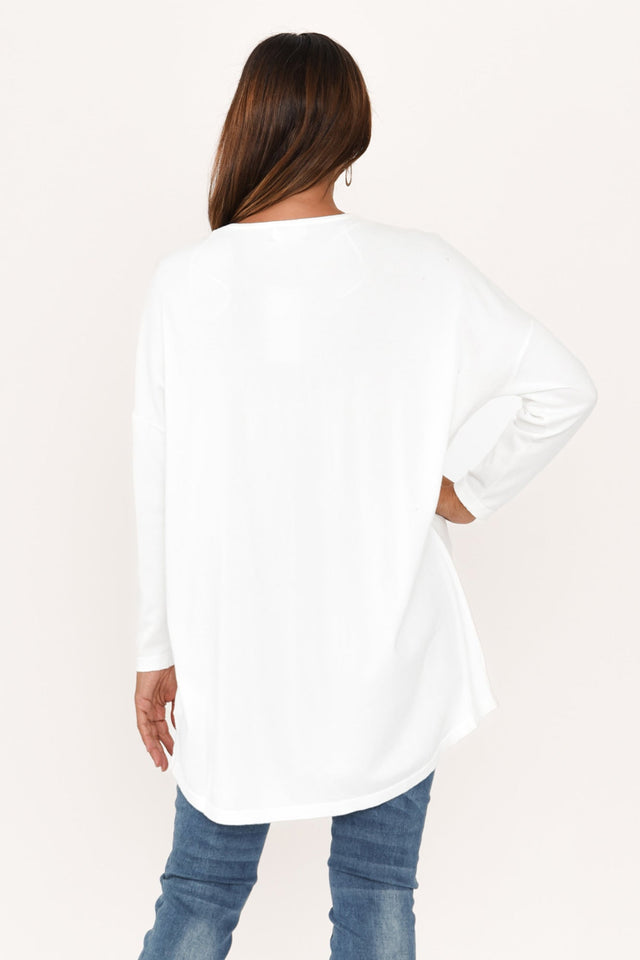 Piper White V Neck Knit Jumper image 6