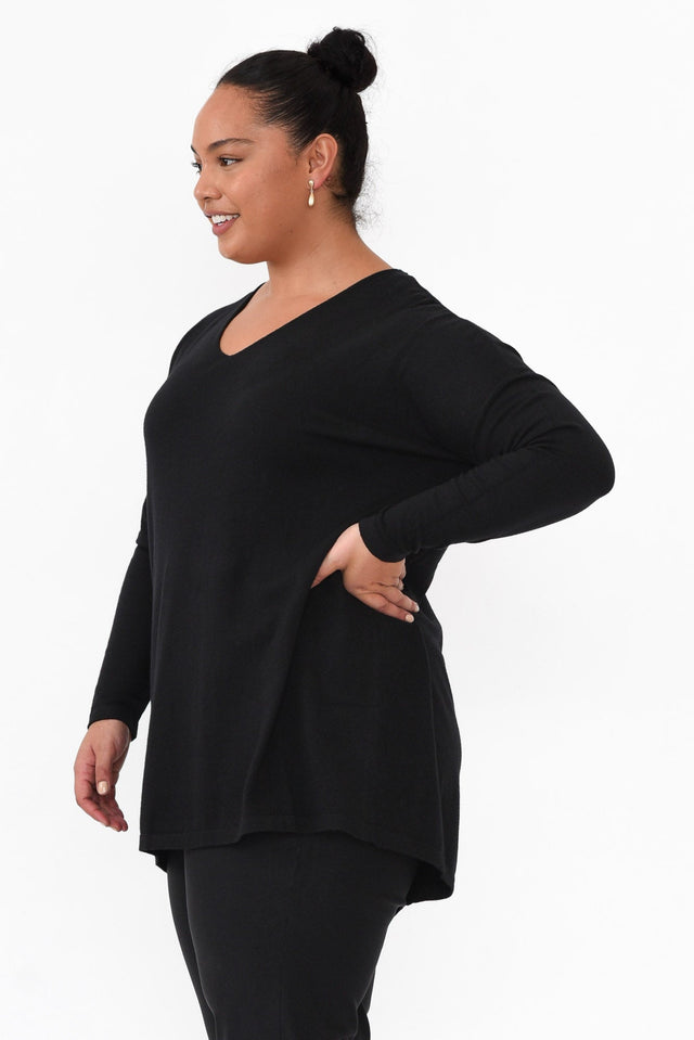 Piper Black V Neck Knit Sweater