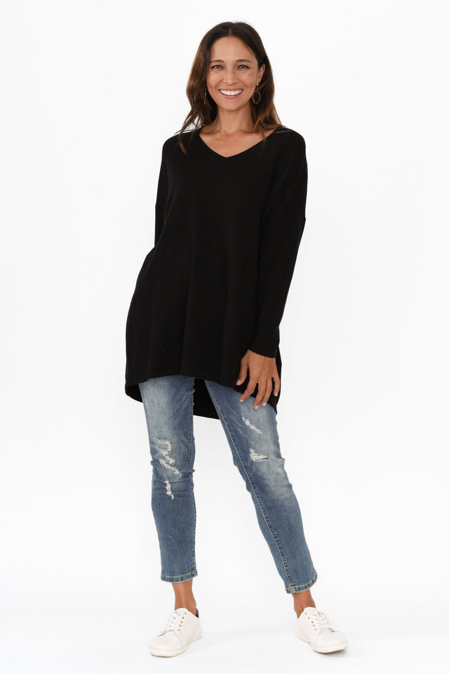 Piper Black V Neck Knit Jumper image 6