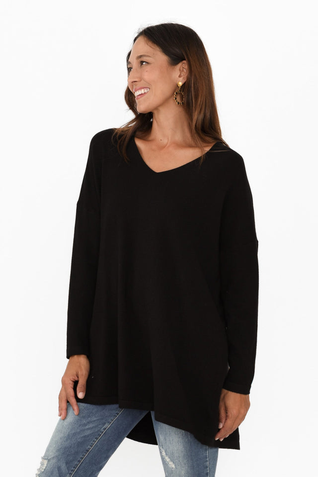 Piper Black V Neck Knit Jumper