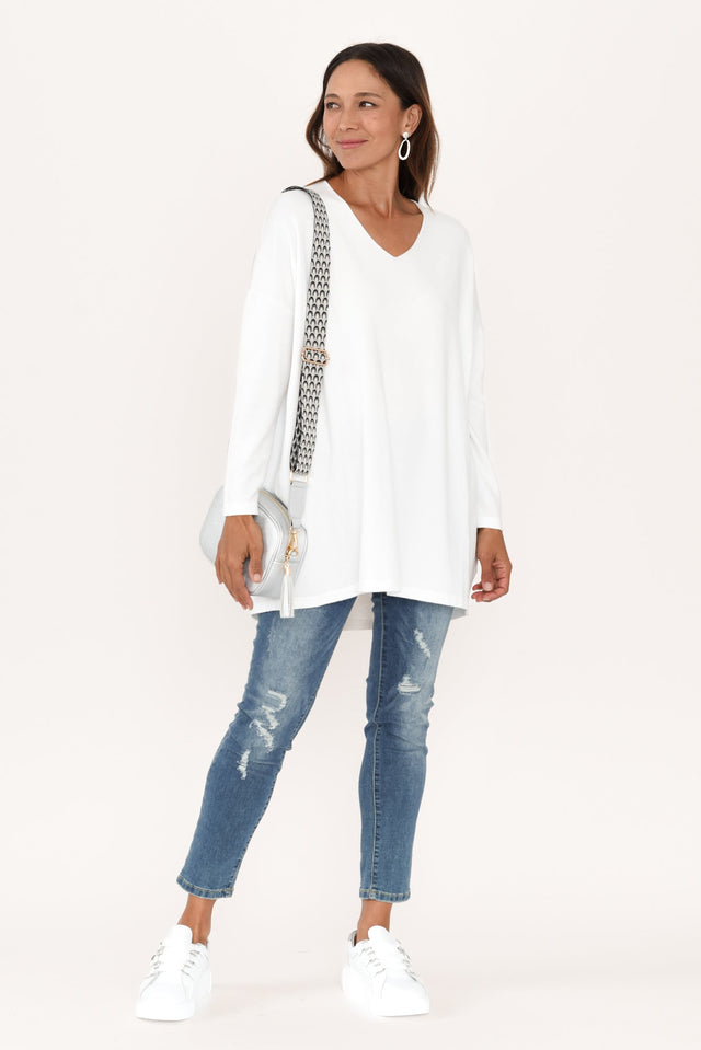 Piper White V Neck Knit Jumper image 2