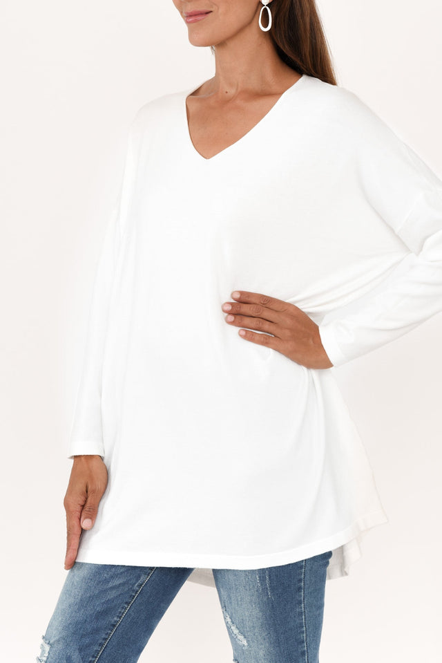 Piper White V Neck Knit Jumper image 3