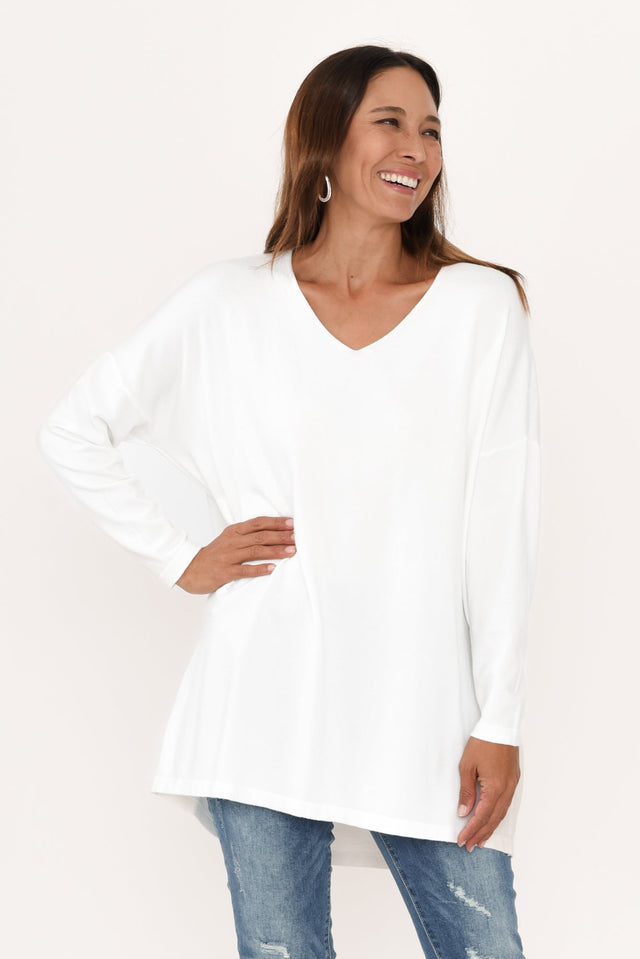 Piper White V Neck Knit Jumper image 1