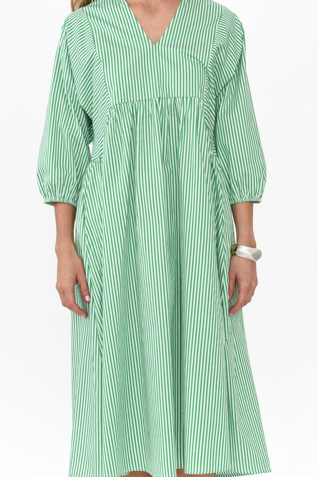 Pluto Green Stripe Cotton Pocket Dress image 6