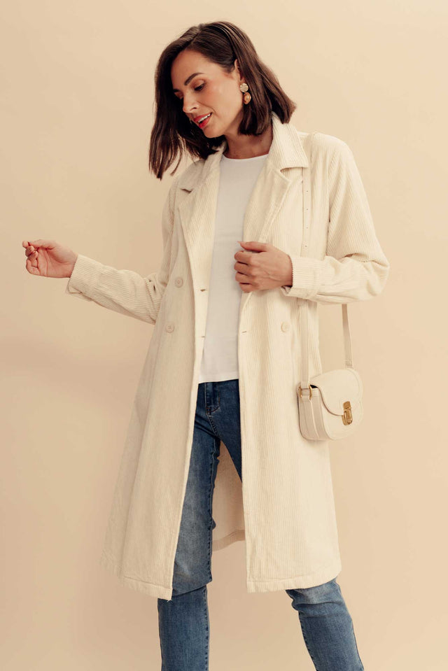 Pollux Cream Cotton Corduroy Coat image 1