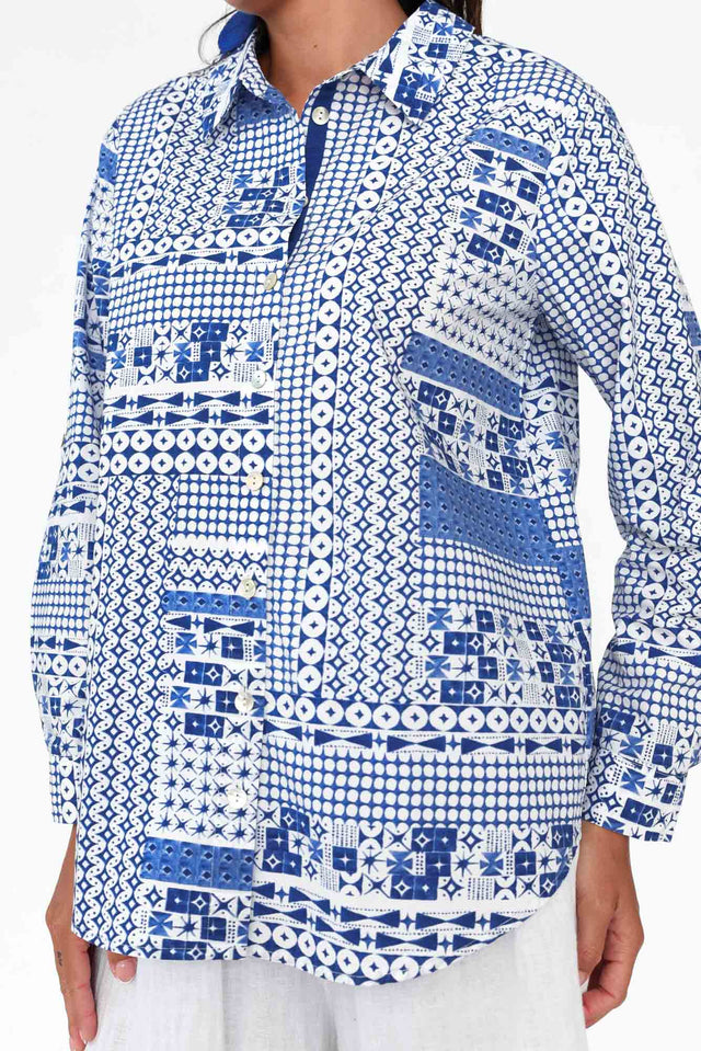 Pomona Blue Mosaic Cotton Shirt image 5